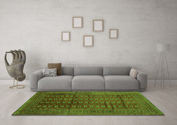 Machine Washable Southwestern Green Country Area Rugs in a Living Room,, wshtr294grn