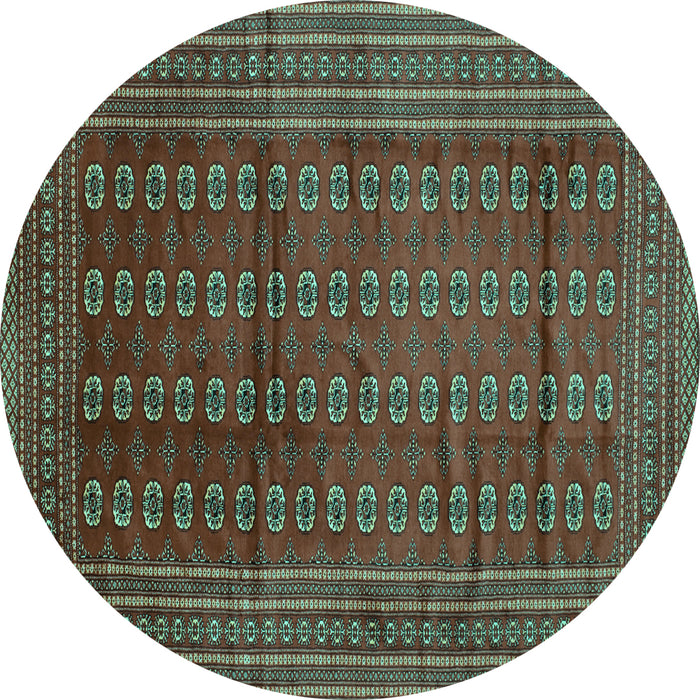 Round Machine Washable Southwestern Turquoise Country Area Rugs, wshtr294turq