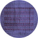 Round Southwestern Blue Country Rug, tr294blu