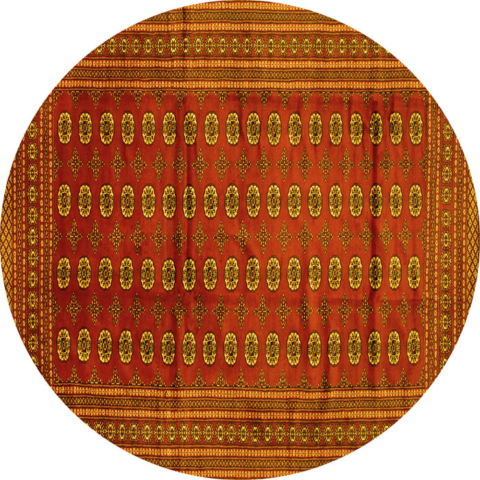 Round Machine Washable Southwestern Yellow Country Rug, wshtr294yw