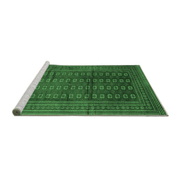 Sideview of Machine Washable Southwestern Emerald Green Country Area Rugs, wshtr294emgrn