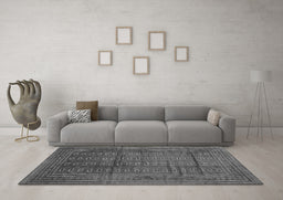 Machine Washable Southwestern Gray Country Rug in a Living Room,, wshtr294gry