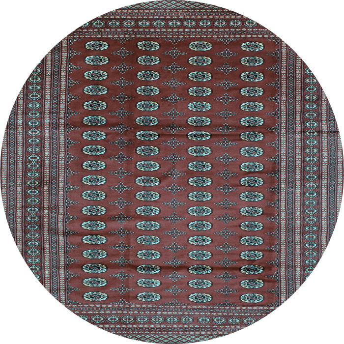Round Machine Washable Southwestern Light Blue Country Rug, wshtr294lblu