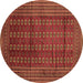 Round Southwestern Brown Country Rug, tr294brn