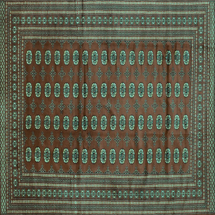 Square Machine Washable Southwestern Turquoise Country Area Rugs, wshtr294turq