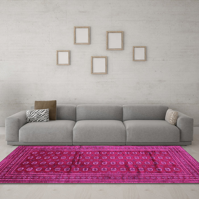 Machine Washable Southwestern Pink Country Rug in a Living Room, wshtr294pnk
