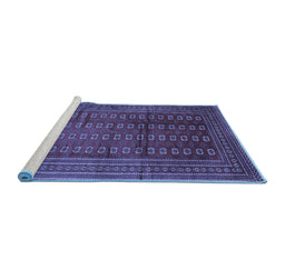 Sideview of Machine Washable Southwestern Blue Country Rug, wshtr294blu