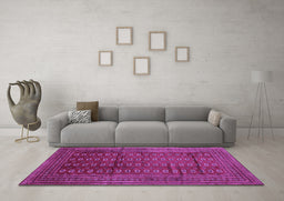 Machine Washable Southwestern Purple Country Area Rugs in a Living Room, wshtr294pur