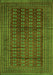 Serging Thickness of Machine Washable Southwestern Green Country Area Rugs, wshtr294grn