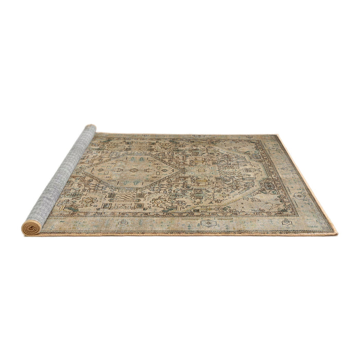 Sideview of Machine Washable Traditional Dark Almond Brown Rug, wshtr2950