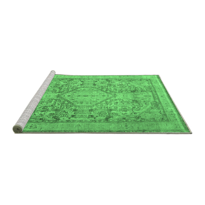 Sideview of Machine Washable Persian Emerald Green Traditional Area Rugs, wshtr2950emgrn