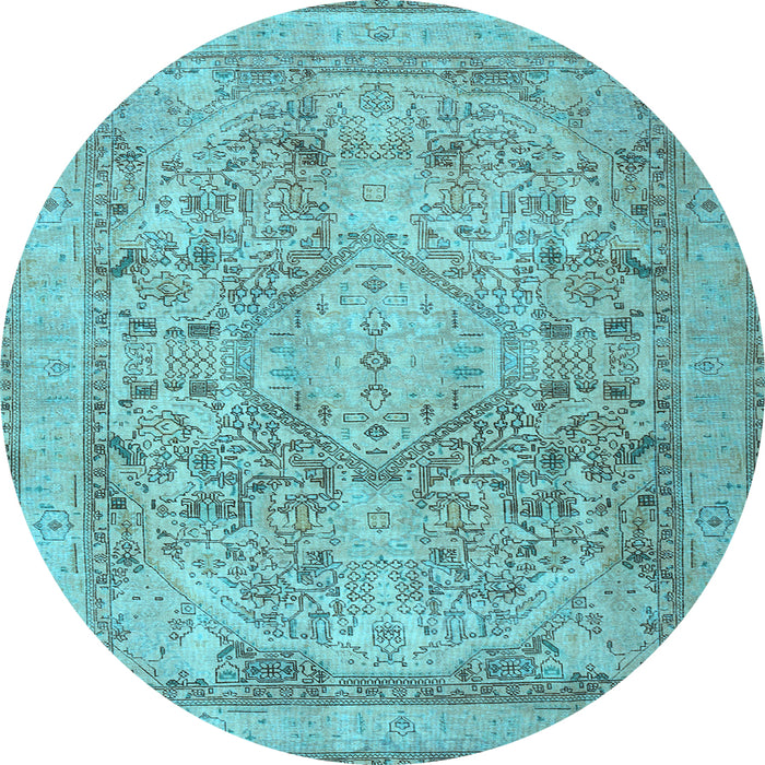 Round Persian Light Blue Traditional Rug, tr2950lblu