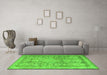 Machine Washable Persian Green Traditional Area Rugs in a Living Room,, wshtr2950grn