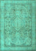 Machine Washable Persian Turquoise Traditional Area Rugs, wshtr2950turq