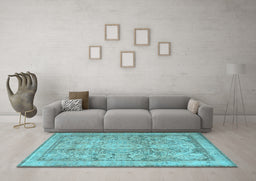 Machine Washable Persian Light Blue Traditional Rug in a Living Room, wshtr2950lblu