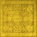 Square Machine Washable Persian Yellow Traditional Rug, wshtr2950yw