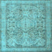 Square Machine Washable Persian Light Blue Traditional Rug, wshtr2950lblu