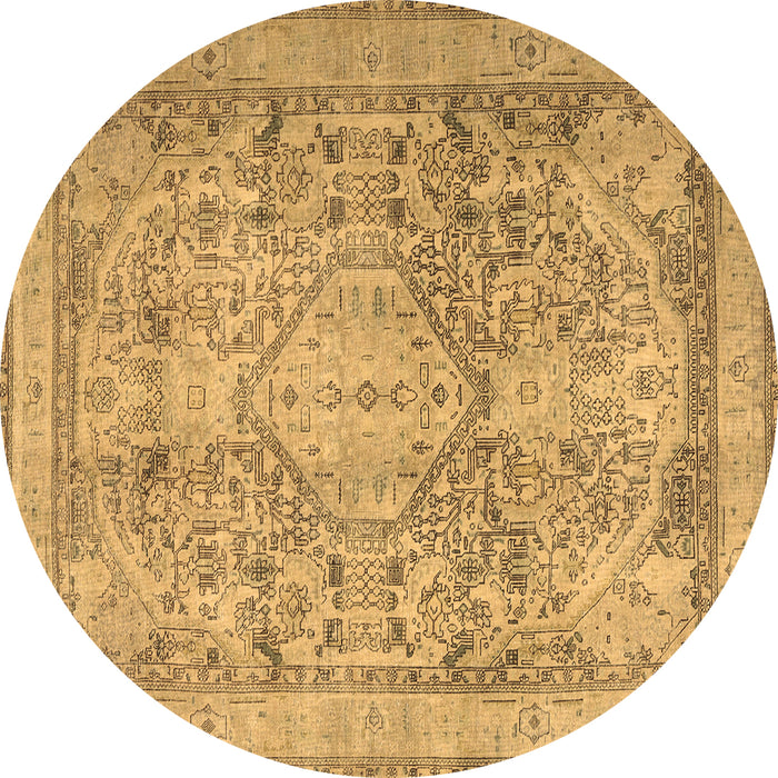 Round Persian Brown Traditional Rug, tr2950brn