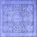 Square Machine Washable Persian Blue Traditional Rug, wshtr2950blu