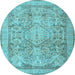 Round Machine Washable Persian Light Blue Traditional Rug, wshtr2950lblu