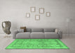 Machine Washable Persian Emerald Green Traditional Area Rugs in a Living Room,, wshtr2950emgrn