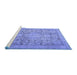 Sideview of Machine Washable Persian Blue Traditional Rug, wshtr2950blu