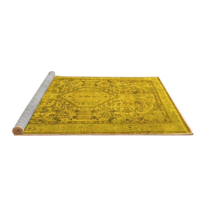 Sideview of Machine Washable Persian Yellow Traditional Rug, wshtr2950yw