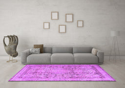 Machine Washable Persian Purple Traditional Area Rugs in a Living Room, wshtr2950pur