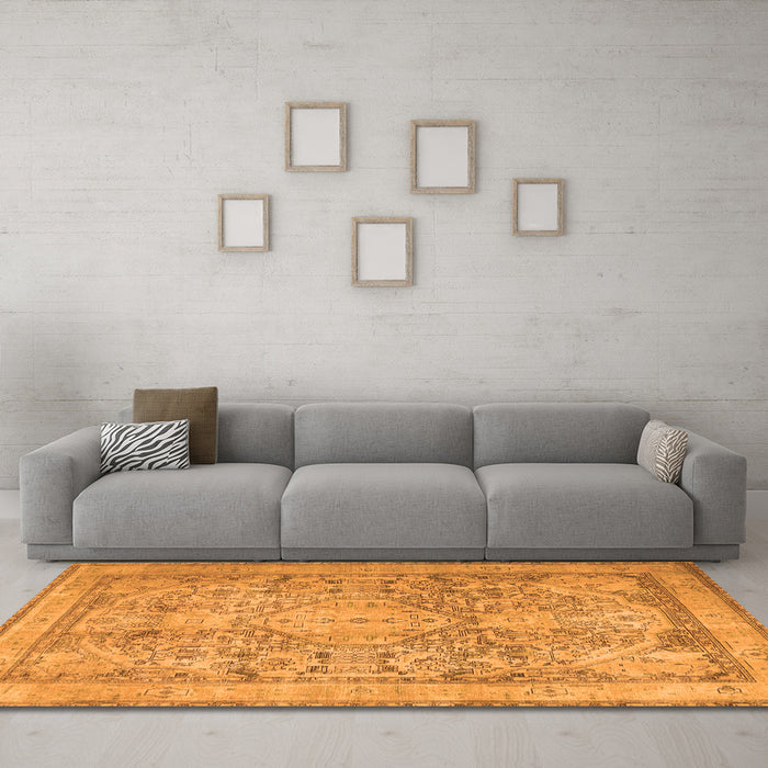 Machine Washable Persian Orange Traditional Area Rugs in a Living Room, wshtr2950org
