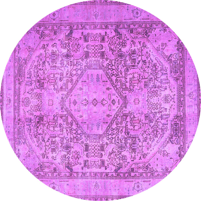 Round Machine Washable Persian Purple Traditional Area Rugs, wshtr2950pur