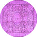 Round Machine Washable Persian Purple Traditional Area Rugs, wshtr2950pur