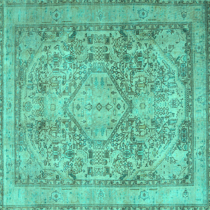 Square Machine Washable Persian Turquoise Traditional Area Rugs, wshtr2950turq