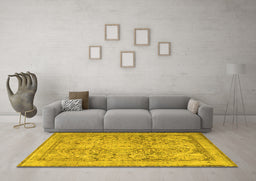 Machine Washable Persian Yellow Traditional Rug in a Living Room, wshtr2950yw