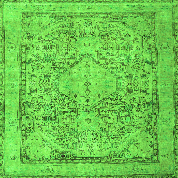 Round Machine Washable Persian Green Traditional Area Rugs, wshtr2950grn