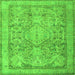 Round Machine Washable Persian Green Traditional Area Rugs, wshtr2950grn