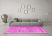 Machine Washable Persian Pink Traditional Rug in a Living Room, wshtr2950pnk