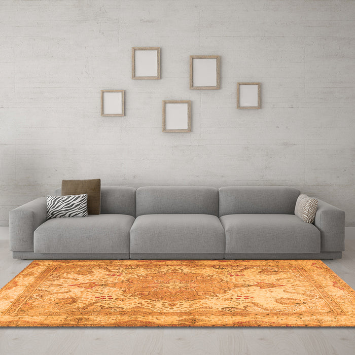 Machine Washable Persian Orange Traditional Area Rugs in a Living Room, wshtr2951org