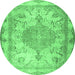 Round Persian Emerald Green Traditional Rug, tr2951emgrn