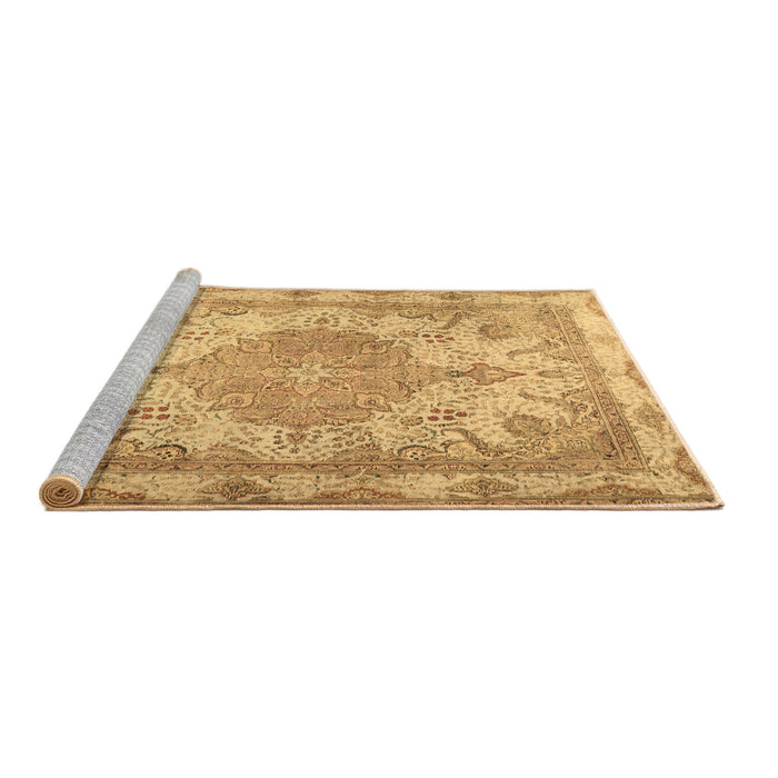 Sideview of Machine Washable Persian Brown Traditional Rug, wshtr2951brn