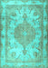 Machine Washable Persian Turquoise Traditional Area Rugs, wshtr2951turq