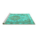 Sideview of Machine Washable Persian Turquoise Traditional Area Rugs, wshtr2951turq