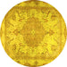 Round Persian Yellow Traditional Rug, tr2951yw