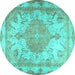 Round Persian Turquoise Traditional Rug, tr2951turq