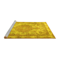 Sideview of Machine Washable Persian Yellow Traditional Rug, wshtr2951yw