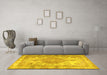 Machine Washable Persian Yellow Traditional Rug in a Living Room, wshtr2951yw