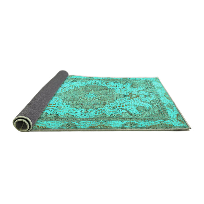 Sideview of Persian Turquoise Traditional Rug, tr2951turq