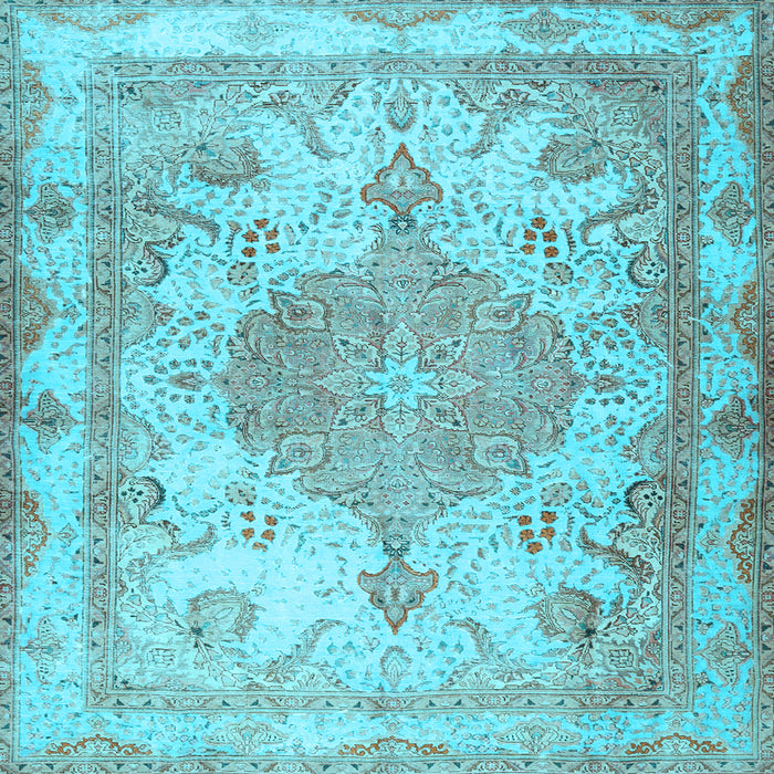 Square Machine Washable Persian Light Blue Traditional Rug, wshtr2951lblu