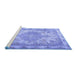 Sideview of Machine Washable Persian Blue Traditional Rug, wshtr2951blu