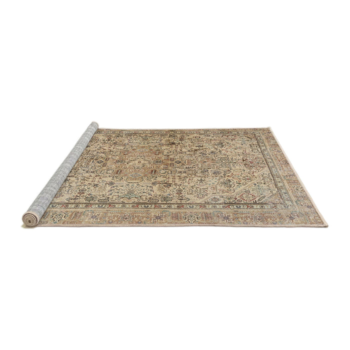 Sideview of Machine Washable Traditional Brown Rug, wshtr2952