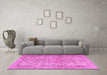 Machine Washable Persian Pink Traditional Rug in a Living Room, wshtr2952pnk